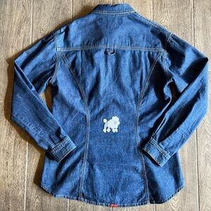 Roar Premium Stitchworks Denim Button Up Shirt Medium Unique Poodle Patch Detail